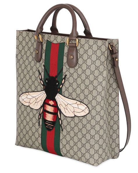 gucci supreme bees tote large|gucci white bag with bee.